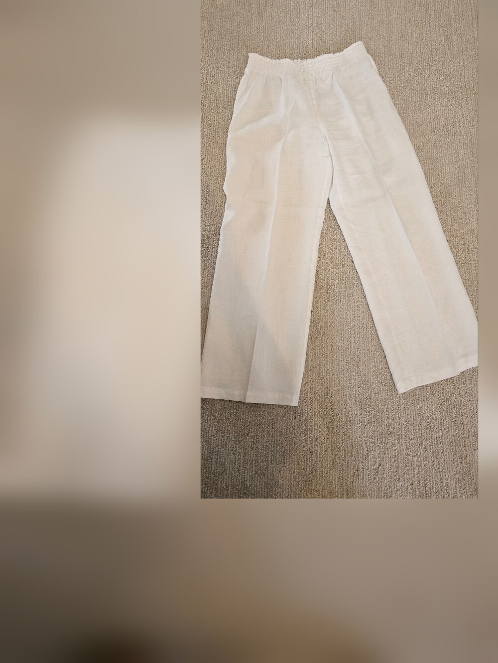 Saks Fifth Avenue White Gauzy Linen Wide Leg Pants